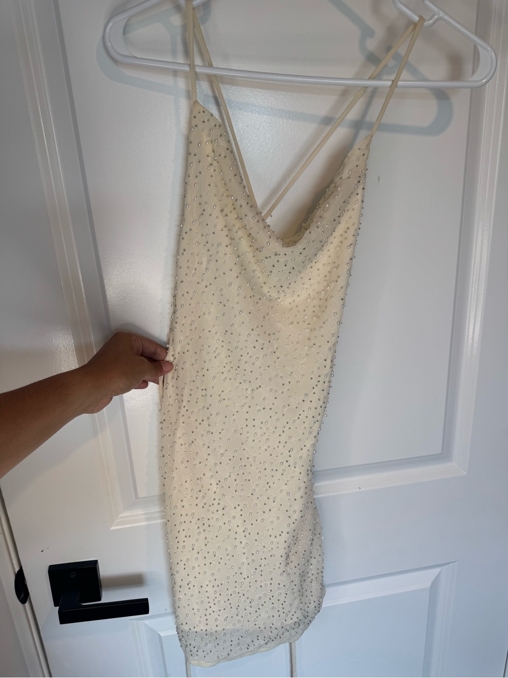 Forever 21 Ivory Beaded Slip Mini Dress